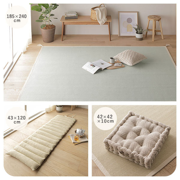 スクエアクッション 座布団 約42×42×10cm グリーン 1個 単品 インド綿 コットン 持ち手付き 背当て クッション フロアクッション リビングクッション インテリア雑貨 生活雑貨 リビング雑貨 インテリア家具【代引不可】