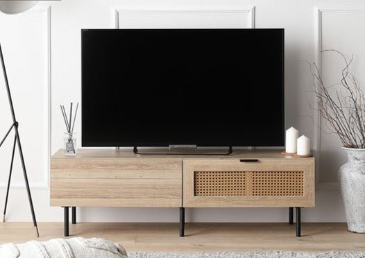 テレビボード 幅120cm ナチュラル ラタン調扉 大容量収納 異素材デザイン スチール TVボード テレビ台 組立品 – Branchée  Beauté