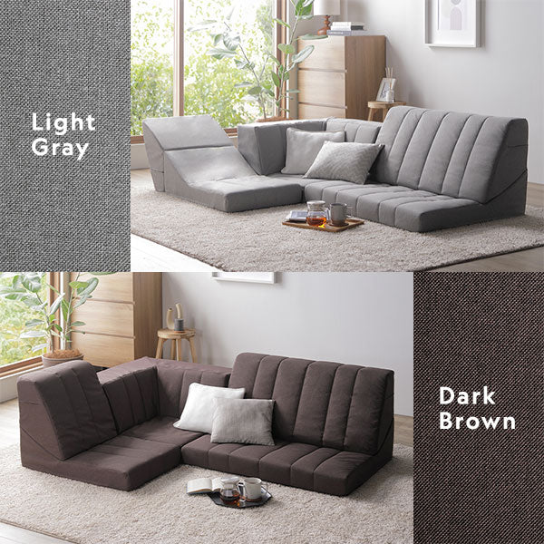 コーナー ソファセット 3点セット ライトグレー ハイバック 軽量 組み替え可 リクライニング ホットカーペット可 ファブリック生地 ローソファ フロアソファ ソファ3点セット コーナーソファセット ローソファセット フロアソファセット ソファーセット 組立品【代引不可】