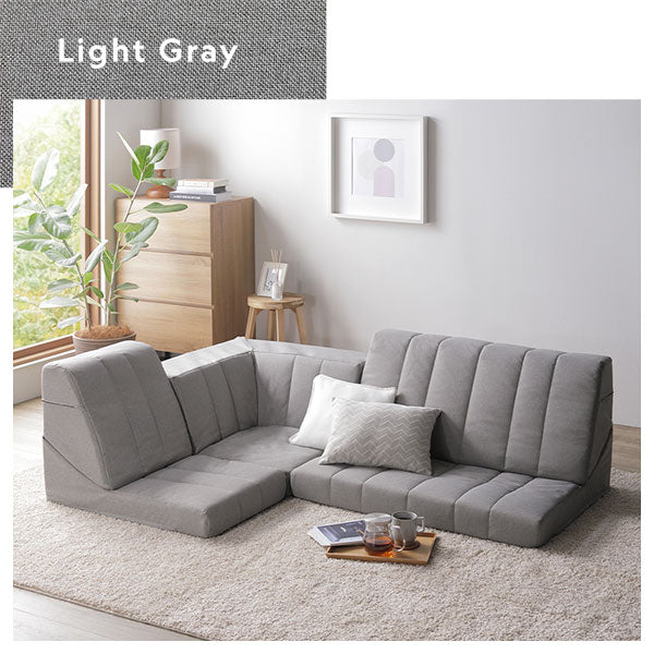 コーナー ソファセット 3点セット ライトグレー ハイバック 軽量 組み替え可 リクライニング ホットカーペット可 ファブリック生地 ローソファ フロアソファ ソファ3点セット コーナーソファセット ローソファセット フロアソファセット ソファーセット 組立品【代引不可】