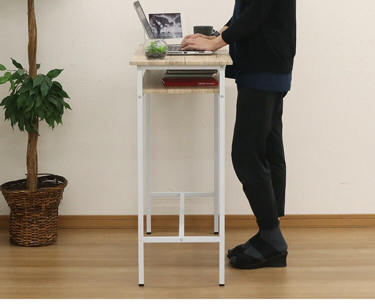 カウンターテーブル 棚付き 幅100×奥行き40cm カウンター ハイテーブル カウンターデスク スリム パソコンデスク テレワーク 在宅勤務 対面 収納 テーブル(代引不可)
