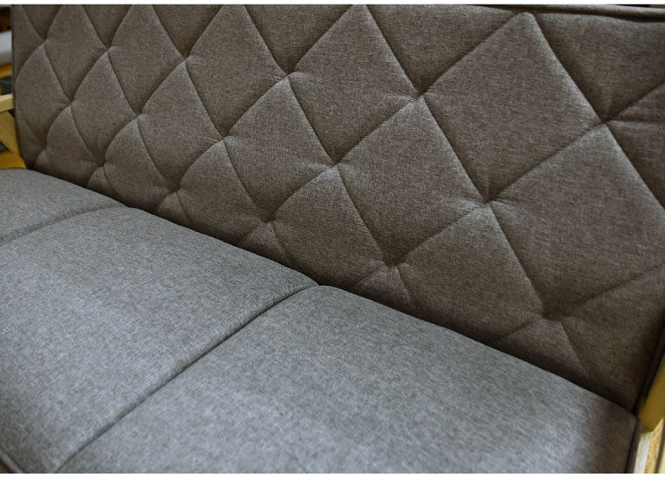 ソファ 2人掛け 幅113.5cm 肘掛け付き 脚付き リビングソファ 木脚 木肘 フロアソファ ローソファ リビング ダイニング ファブリック 天然木 二人掛け 2P 肘掛け(代引不可)