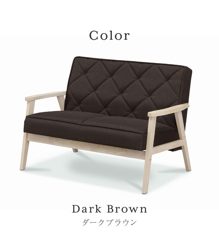 ソファ 2人掛け 幅113.5cm 肘掛け付き 脚付き リビングソファ 木脚 木肘 フロアソファ ローソファ リビング ダイニング ファブリック 天然木 二人掛け 2P 肘掛け(代引不可)