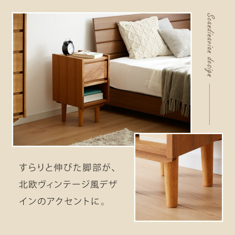 サイドキャビネット 幅30cm 天然木 チーク材 完成品 高級感 オイル仕上げ 脚付き 収納家具 お洒落 モダン 木製 シンプル ヴィンテージ アンティーク ナイトテーブル ライン ラインシリーズ(代引不可)