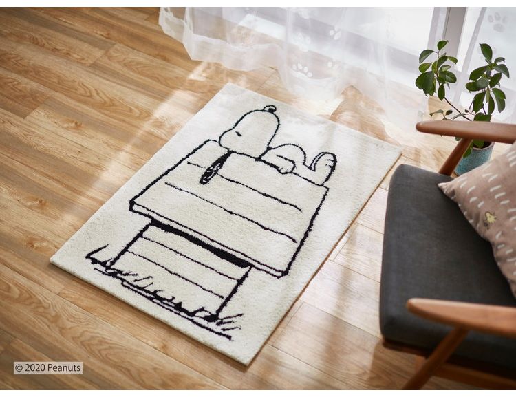 PEANUTS マット 70×100cm スヌーピー レストエリア スヌーピー SNOOPY ピーナッツ 防ダニ 滑り止め キャラクター 北欧 かわいい 可愛い おしゃれ(代引不可)