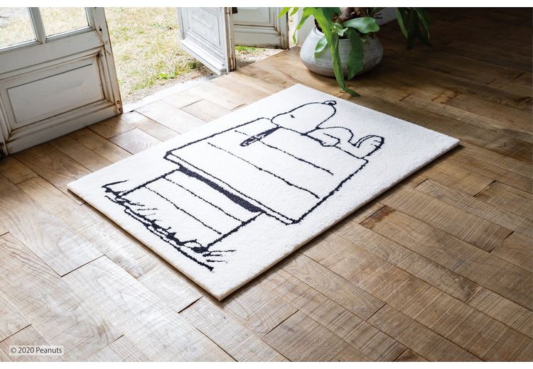 PEANUTS マット 70×100cm スヌーピー レストエリア スヌーピー SNOOPY ピーナッツ 防ダニ 滑り止め キャラクター 北欧 かわいい 可愛い おしゃれ(代引不可)