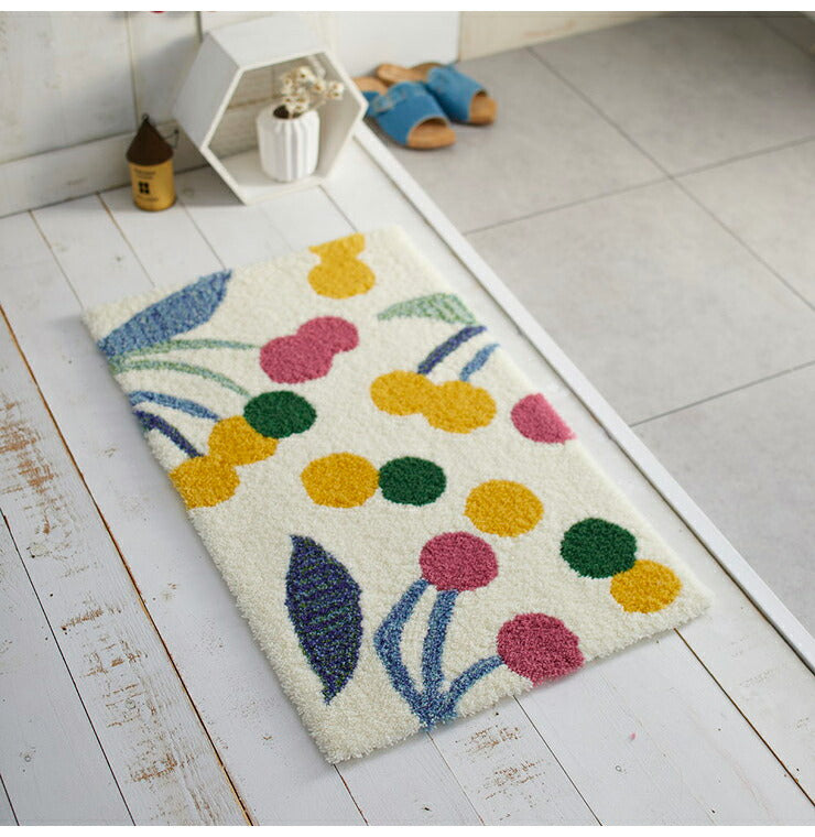 日本製 マット 玄関マット POPOLO ポポロマット DESIGN LIFE デザインライフ 45cm×70cm 防ダニ 滑り止め 北欧 おしゃれ 花柄(代引不可)