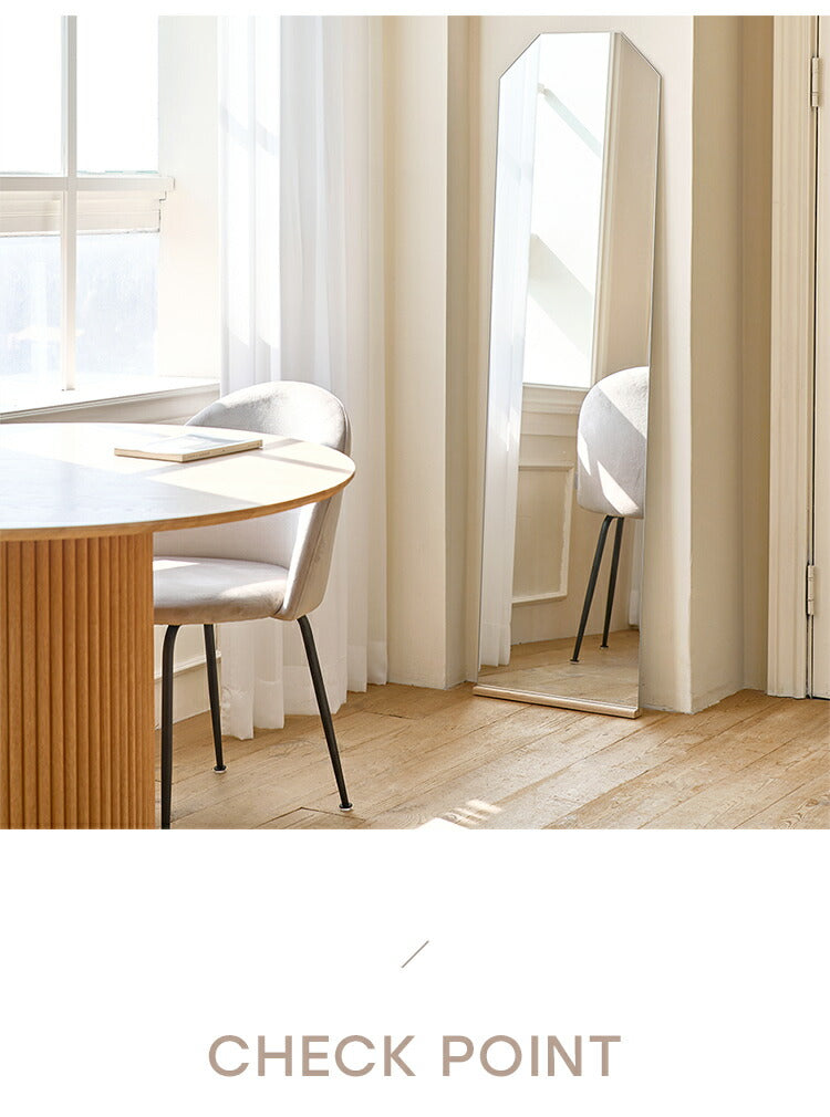 roomhome×リコメン堂 ミラー 全身鏡 天然オーク材使用 高さ160cm×60cm 姿見 鏡 スタンドミラー アンティークミラー 全身ミラー 飛散防止 六角形 フレームレス ルームアンドホーム(代引不可)