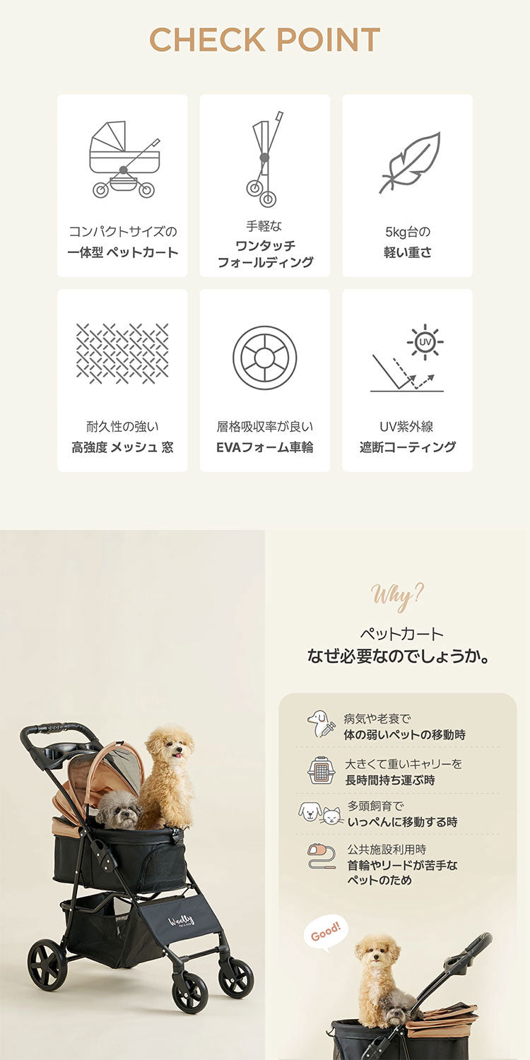 Woolly Pet in style EASY ペットカートver.2 フォールディング 一体型 犬用 ペットキャリー 折りたたみ 多頭 犬カート 小型犬 中型犬 ペット用カート ペットとお出かけ(代引不可)