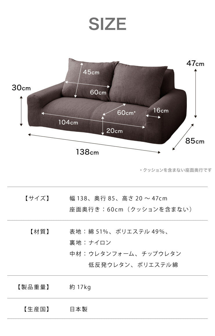 日本製 国産 フロアソファ 低反発 ソファ ソファー 2人掛け カウチソファ カウチ ソファベッド おしゃれ かわいい ローソファ 二人掛け こたつソファ ロースタイル (代引不可)