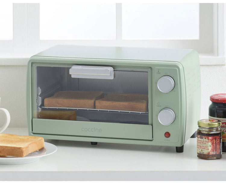 コッチネ オーブントースター9L 温度調節・焼き時間調節機能付き オーブントースター ミニ 1枚 トースト 1人 1枚焼き リベイク 単身 コンパクト 小さい タイマー レトロデザイン(代引不可)
