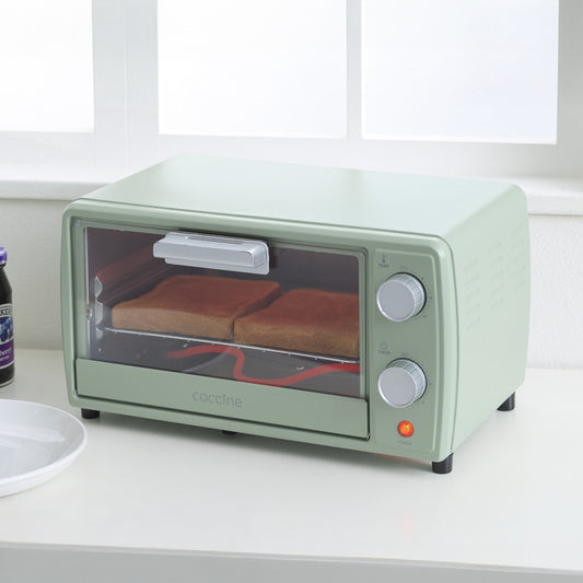 コッチネ オーブントースター9L 温度調節・焼き時間調節機能付き オーブントースター ミニ 1枚 トースト 1人 1枚焼き リベイク 単身 コンパクト 小さい タイマー レトロデザイン(代引不可)