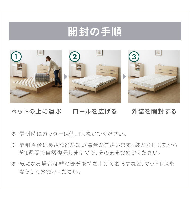 ボンネルコイル マットレス シングル 厚さ14cm 圧縮梱包 ホワイト 通気性 硬め ベッド ボンネルコイルロールマットレス ボンネル コイル スプリング ベッドマット マット 厚み14cm ロール梱包