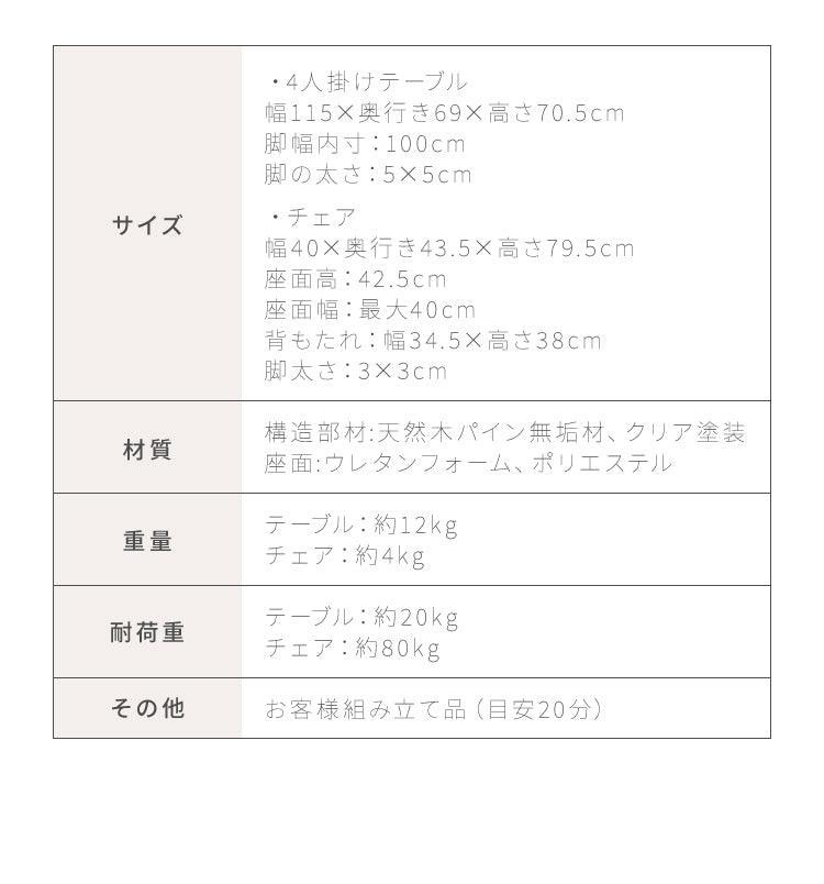 ダイニングテーブルセット 4人掛け 5点セット 天然木 パイン材 4人用 幅115cm おしゃれ 北欧 ナチュラル ダイニングセット ダイニング ダイニングテーブル5点セット ダイニング5点セット