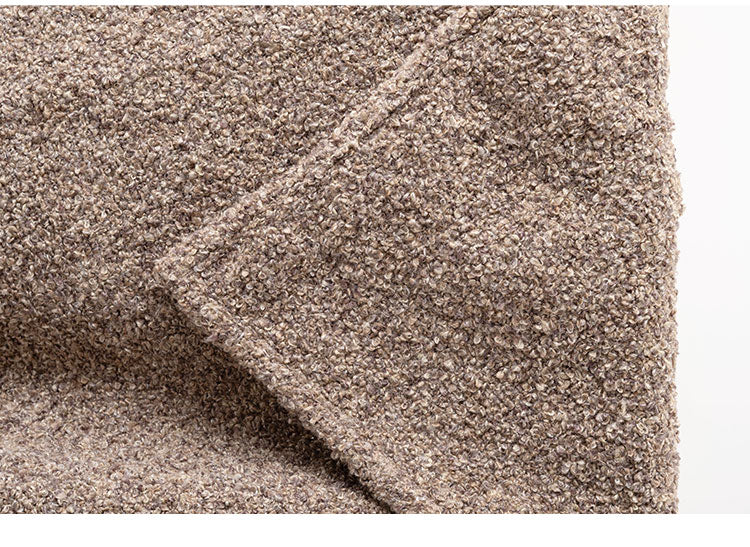 スローケット 薄手 ブランケット 大判 茶色 ブラウン 長方形 おしゃれ ブークレ生地 くすみカラー 寝室 無地 シンプル 四角 リビング もこもこ 北欧 モダン 大きめ ベッド ひざ掛け(代引不可)