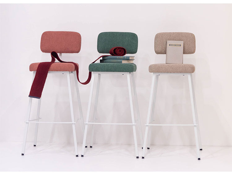 チェア カウンターチェア チェアー 椅子 イス いす 北欧 おしゃれ フットレスト ダイニングチェア レッド ベージュ グリーン かわいい アームレス 肘なし 背もたれ 布地 ファブリック(代引不可)