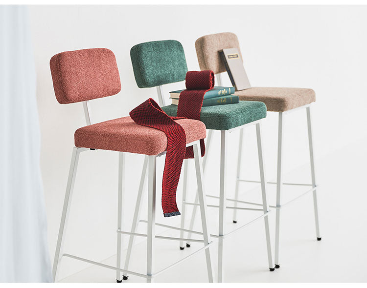 チェア カウンターチェア チェアー 椅子 イス いす 北欧 おしゃれ フットレスト ダイニングチェア レッド ベージュ グリーン かわいい アームレス 肘なし 背もたれ 布地 ファブリック(代引不可)