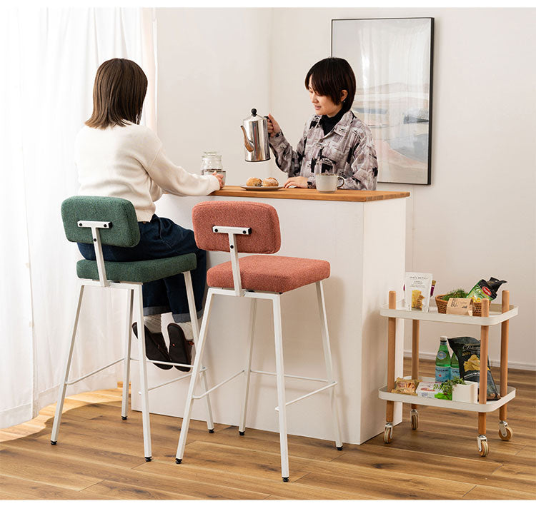 チェア カウンターチェア チェアー 椅子 イス いす 北欧 おしゃれ フットレスト ダイニングチェア レッド ベージュ グリーン かわいい アームレス 肘なし 背もたれ 布地 ファブリック(代引不可)