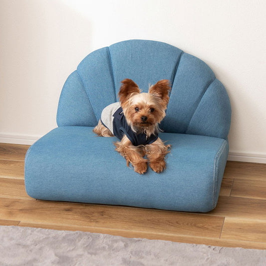 ペットソファ ソファ コンパクト ペット 犬 猫 うさぎ 脚付き ブルー ふっくら 椅子 ローソファ かわいい おしゃれ ペット用品(代引不可)