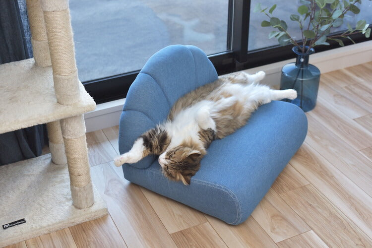 ペットソファ ソファ コンパクト ペット 犬 猫 うさぎ 脚付き ブルー ふっくら 椅子 ローソファ かわいい おしゃれ ペット用品(代引不可)