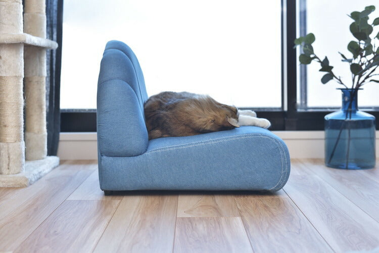 ペットソファ ソファ コンパクト ペット 犬 猫 うさぎ 脚付き ブルー ふっくら 椅子 ローソファ かわいい おしゃれ ペット用品(代引不可)