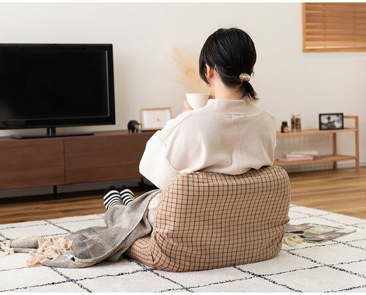 ワイドカックンリクライナー リクライナー 座椅子 フロアチェア ベージュ グレー フィット 折りたたみ コンパクト リクライニング おしゃれ かわいい チェック柄 ゆったり(代引不可)
