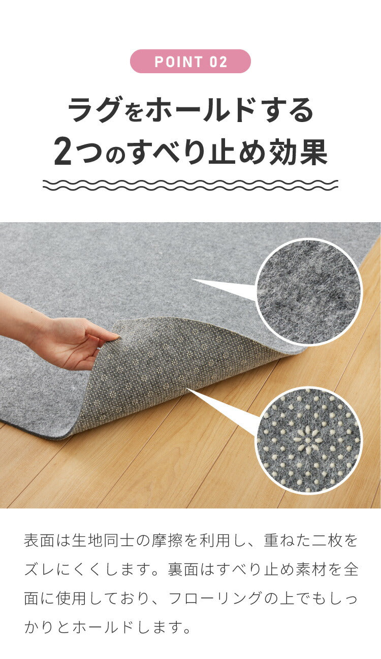 ラグ 下敷き 厚手 洗える 180×240cm 6mm 防音 床暖房対応 滑り止め 耐熱 カットOK ホットカーペット対応 シンプル 無地 モダン 一人暮らし カーペット ラグマット マット オールシーズン 遮音 子供 リビング