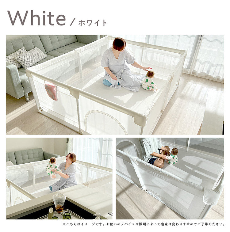 popomi ポポミ メッシュベビーサークル 140×200cm ベビーサークル 赤ちゃん メッシュ 持ち運び コンパクト ホワイト クリーム グレー ベビー 子ども(代引不可)