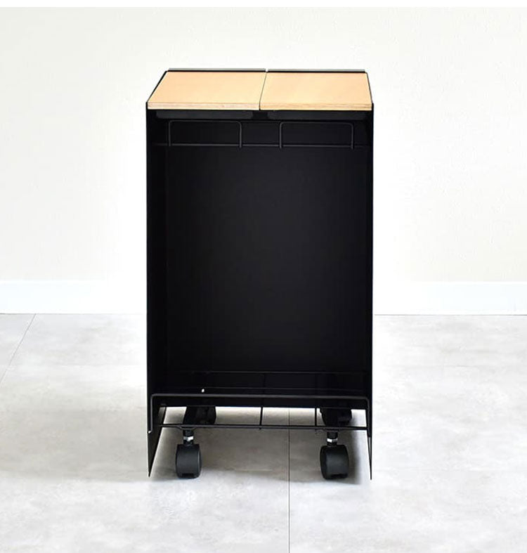 rootis 日本製 隠せるデザインゴミ箱 ダストボックス 15L×2分別 幅30cm 隠しキャスター 天然木 蓋付き スリム ダストボックス ゴミ箱 30リットル 30L おしゃれ(代引不可)