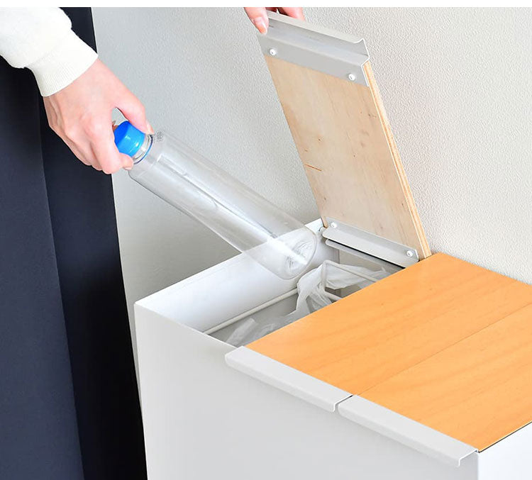rootis 日本製 隠せるデザインゴミ箱 ダストボックス 15L×3分別 幅45cm 隠しキャスター 天然木 蓋付き スリム ダストボックス ゴミ箱 45リットル 45L おしゃれ(代引不可)