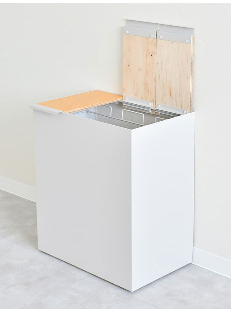 rootis 日本製 隠せるデザインゴミ箱 ダストボックス 15L×3分別 幅45cm 隠しキャスター 天然木 蓋付き スリム ダストボックス ゴミ箱 45リットル 45L おしゃれ(代引不可)