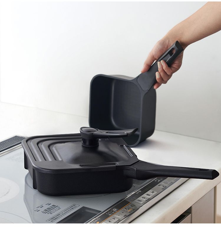 sutto スット 3点セット ガス火 IH対応 フライパン 立てて置ける フタ付き 自立 コンパクト深鍋