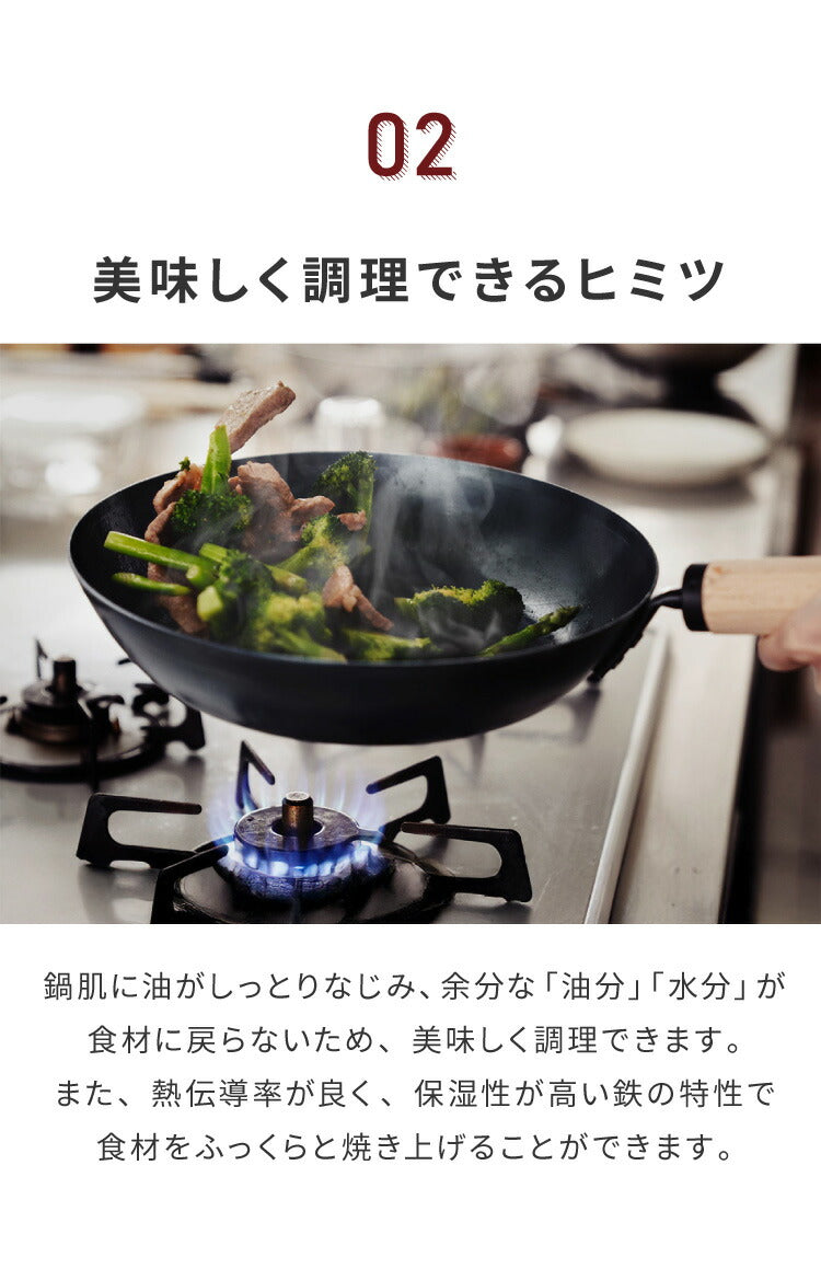 藤田金属 元気じゃない日のフライパン 鉄フライパン 26cm IH対応 日本製 PFOAフリー フッ素不使用 フライパン ガス火 軽い 油ならし シーズニング不要 鉄分補給 木柄 握りやすい フェムテック