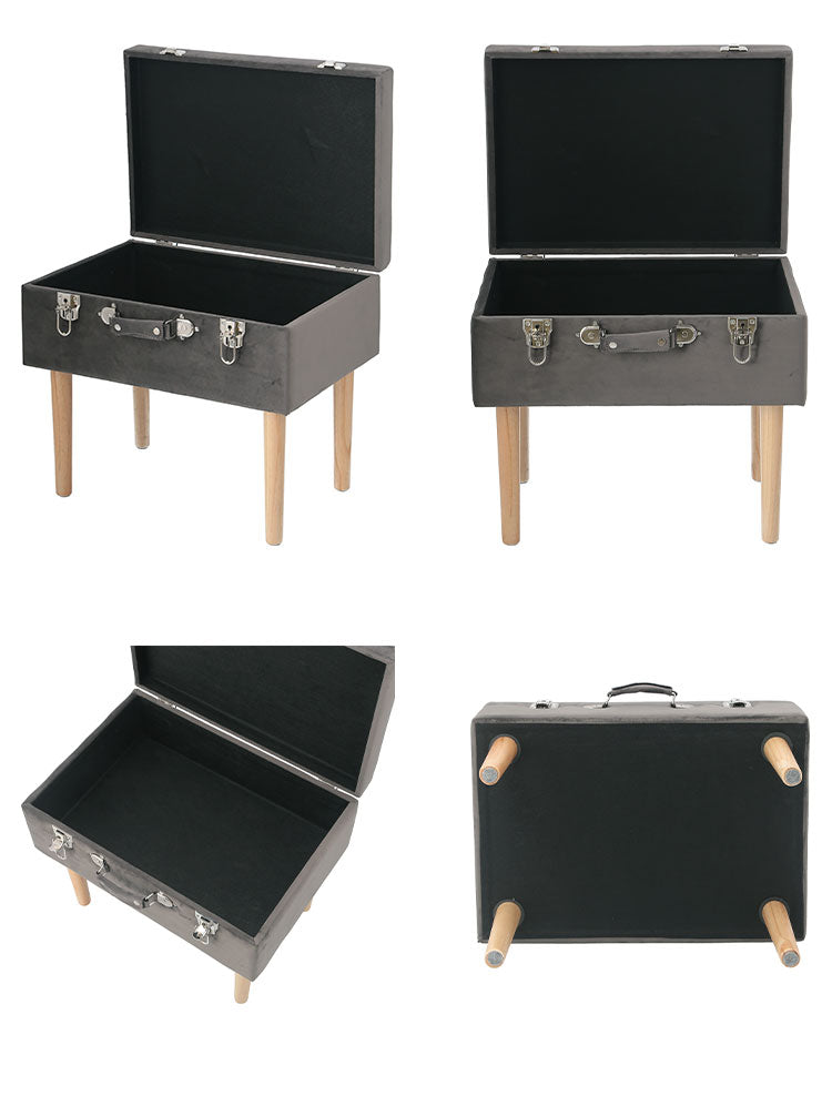 トランクスツール グレー 収納付き ベンチ アンティーク かわいい おしゃれ 韓国インテリア リビング 寝室(代引不可)