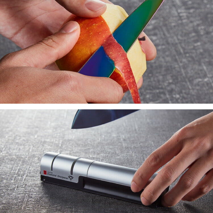 スミカマ 日本製 霞 KASUMI チタニウム 包丁セット 三徳包丁 ペティナイフ 牛刀 シャープナー 4点セット 三徳18cm ペティ12cm 牛刀20cm 砥石 青い包丁 関の刃物 刃物のまち 岐阜県関市 SUMIKAMA