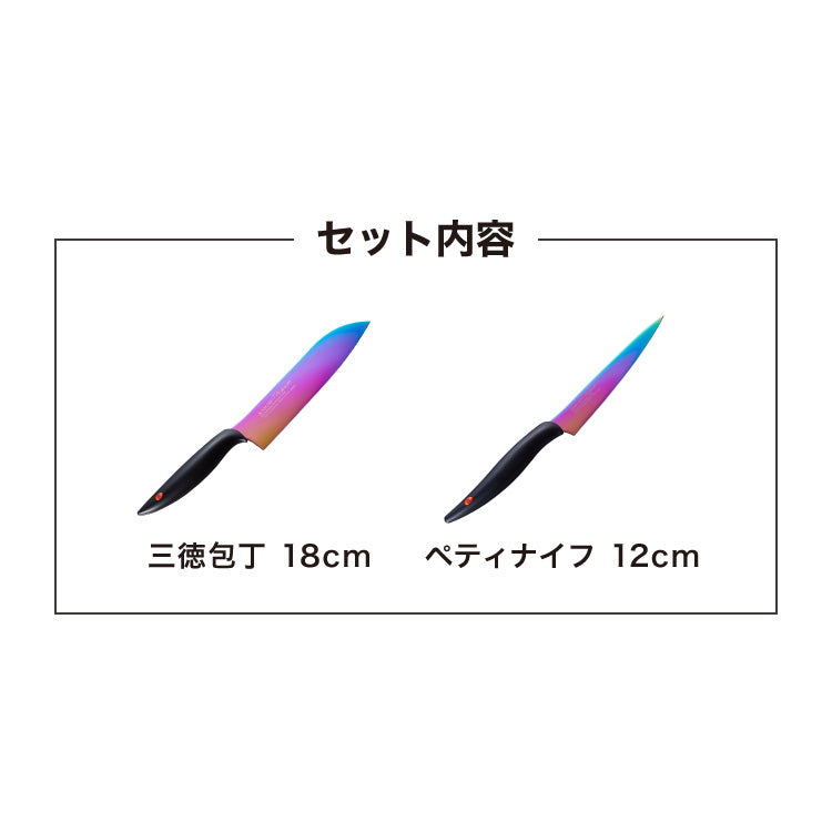 スミカマ 日本製 霞 KASUMI チタニウム 包丁セット 三徳包丁 ペティナイフ 2点セット 三徳18cm ペティ12cm 青い包丁 関の刃物 職人仕上げ チタンコーティング 刃物のまち 岐阜県関市 SUMIKAMA