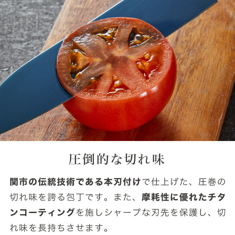 スミカマ 日本製 霞 KASUMI チタニウム 包丁セット 三徳包丁 シャープナー 2点セット 三徳18cm 砥石 青い包丁 関の刃物 職人仕上げ チタンコーティング 刃物のまち 岐阜県関市 SUMIKAMA