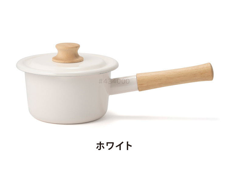 富士ホーロー コットン ホーロー ミルクパン 14cm 両口 フタ付き ガス火・IH対応 片手鍋 ホーロー鍋 離乳食作り くすみカラー かわいい 可愛い 琺瑯 ほうろう ホーロー FUJIHORO Cotton CTN-14M