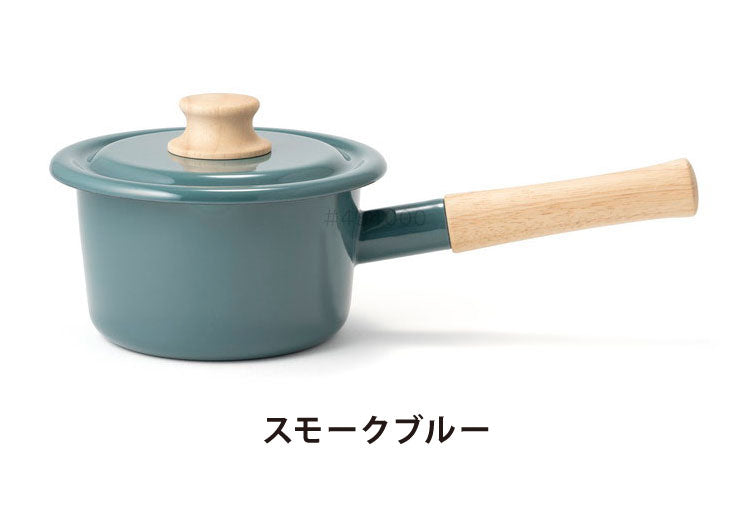 富士ホーロー コットン ホーロー ミルクパン 14cm 両口 フタ付き ガス火・IH対応 片手鍋 ホーロー鍋 離乳食作り くすみカラー かわいい 可愛い 琺瑯 ほうろう ホーロー FUJIHORO Cotton CTN-14M