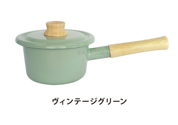 富士ホーロー コットン ホーロー ミルクパン 14cm 両口 フタ付き ガス火・IH対応 片手鍋 ホーロー鍋 離乳食作り くすみカラー かわいい 可愛い 琺瑯 ほうろう ホーロー FUJIHORO Cotton CTN-14M