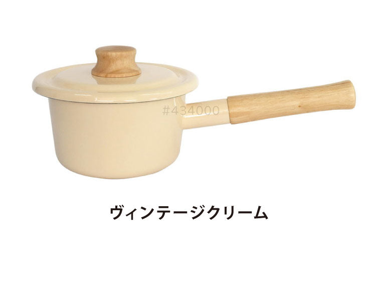 富士ホーロー コットン ホーロー ミルクパン 14cm 両口 フタ付き ガス火・IH対応 片手鍋 ホーロー鍋 離乳食作り くすみカラー かわいい 可愛い 琺瑯 ほうろう ホーロー FUJIHORO Cotton CTN-14M