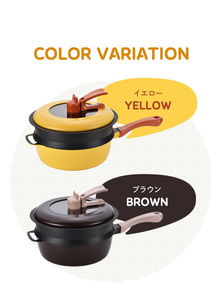 レミパンセット 24cm ノッポ蒸し台付き レミパン 平野レミ ガラス蓋付き ガス火・IH対応 片手鍋 蒸し器 レミ・ヒラノ REMIPAN イエロー ブラウン プレゼント ギフト