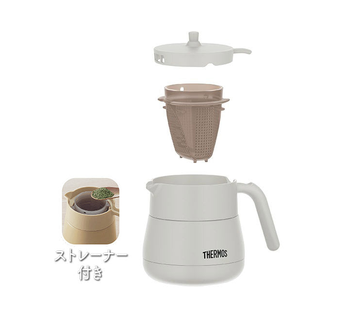サーモス 真空断熱ティーポット 450ml 保冷 保温 茶こし付き 卓上ポット TTE-450 保温ポット 保冷ポット 結露しにくい ピッチャー 急須 魔法びん ライトグレー ベージュ ブラウン THERMOS