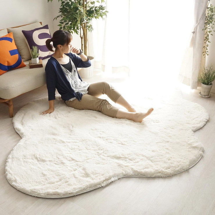 ラグ ラグマット ラグカーペット 絨毯 雲形ロングシャギー ウレタン 130x170cm 手洗い 耐熱 床暖房 ホットカーペット 対応(代引不可)