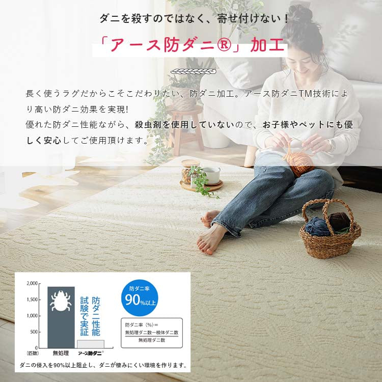 日本製 抗菌 防臭 ラグマット 130×190cm ニット風 編み模様 消臭 洗濯機 洗える ウォッシャブル アーズ防ダニ 花粉(代引不可)