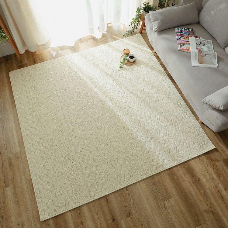 日本製 抗菌 防臭 ラグマット 130×190cm ニット風 編み模様 消臭 洗濯機 洗える ウォッシャブル アーズ防ダニ 花粉(代引不可)