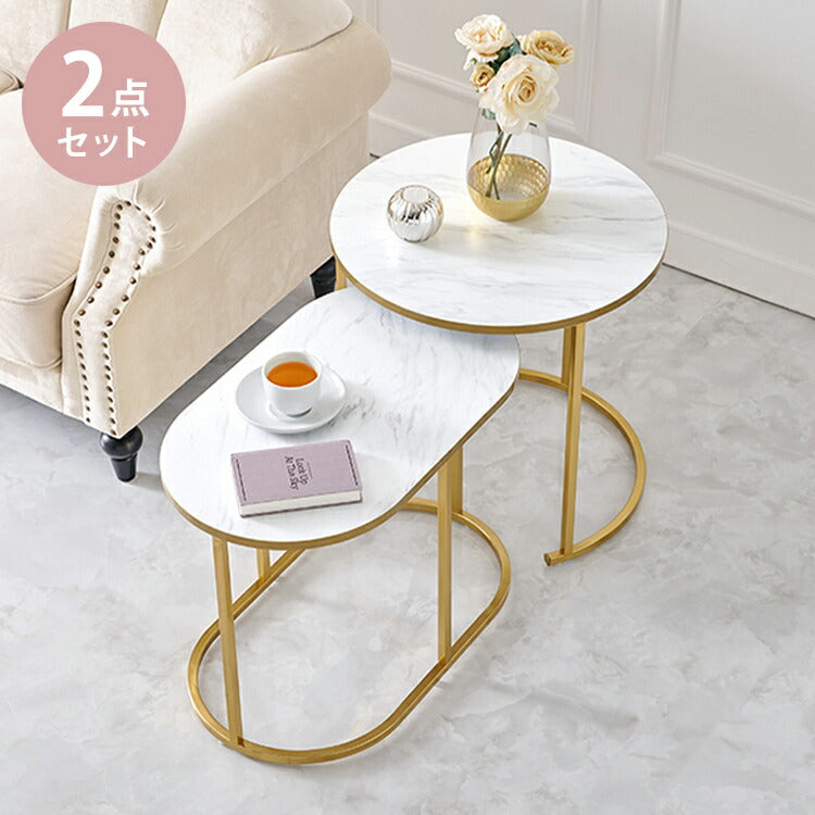 サイドテーブル 収納付き ゴールドサークル 大理石風 エレガント仕様 インテリア 収納付きゴールドサークルサイドテーブル | リビング
