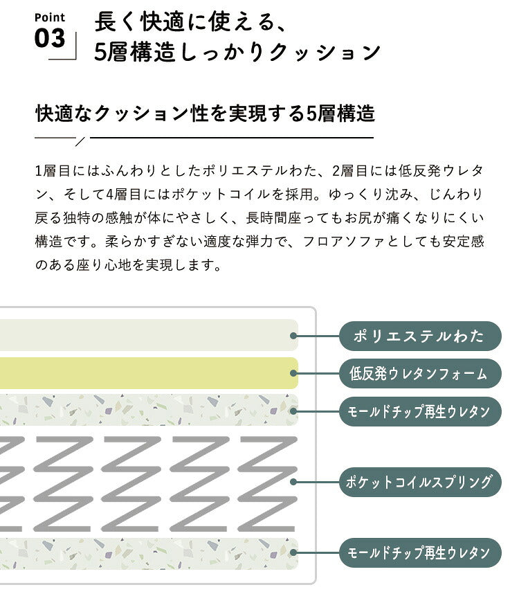 HIA カスタマイズできるミニマルクッションソファ- 座面 Lサイズ フロアクッション フロアソファー 組み合わせ自由 コンパクト 低反発 ローソファー ソファ 無地 シンプル ポケットコイル 座布団(代引不可)