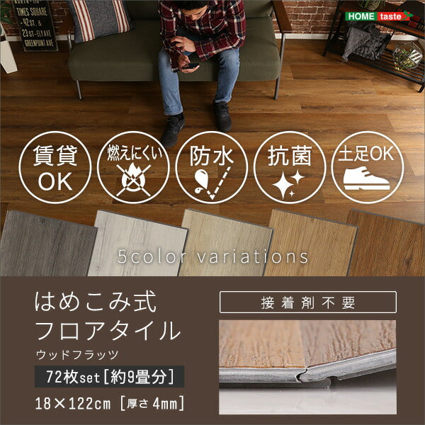 はめこみ式 フロアタイル 72枚 セット Wood Flats ウッドフラッツ 床タイル DIY 床暖房 カーペットに使える 賃貸 おしゃれ 北欧(代引不可)