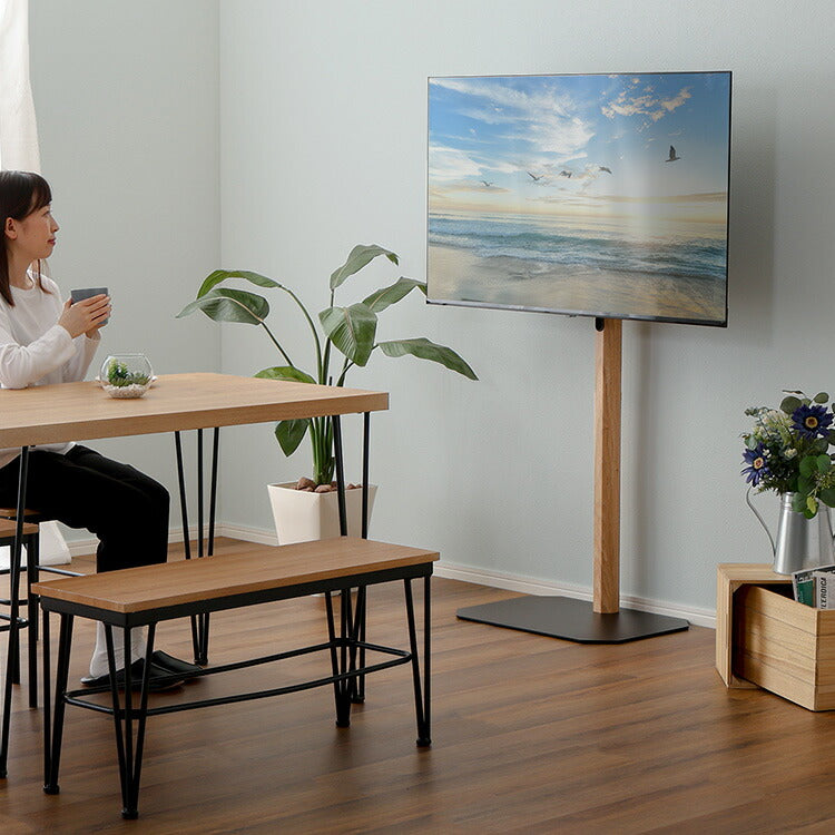 テレビスタンド ハイタイプ ヴィンテージ 八角 スタイリッシュ スイング 角度調整 高さ調整 スチール 木目調 コーナー スタンド TVスタンド シンプル コード隠し 32型 65型 首振り(代引不可)
